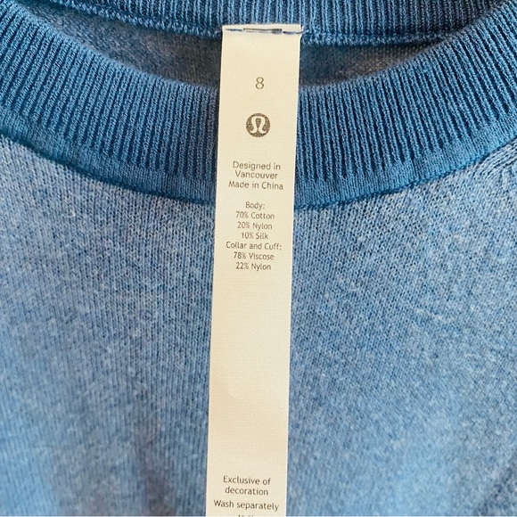 Lululemon Silk-Blend Crewneck Sweater Light Blue Size 8 - Picture 8 of 9